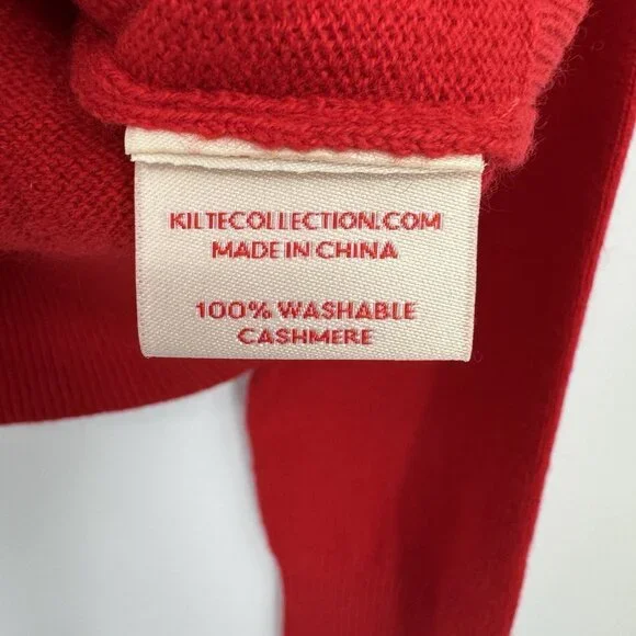 Kilte Collection 100% Washable Cashmere Celine V-Neck Sweater Cherry Red sz 2 M - Picture 6 of 8